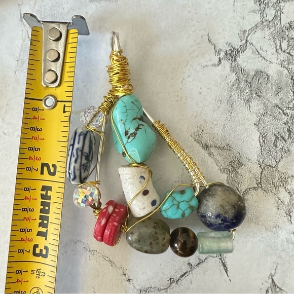 Handcrafted Multicolor Wire-Wrapped Pendant 1600 Y - Picture 8 of 11